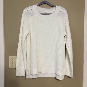 SO Womens Juniors Ivory Cream Cable Knit Scoop Neck Sweater Extra Large